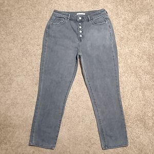 BDG Urban Outfitters high waist grey marled button up mom jean